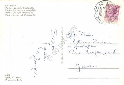 Cartolina Caserta Parco Cascata Pastorella 1973 | Immagine Gallery 2