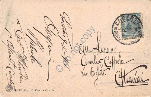 Cartolina Caserta Parco Reale Cascata Gruppo dei delfini 1916 | Immagine Gallery 2