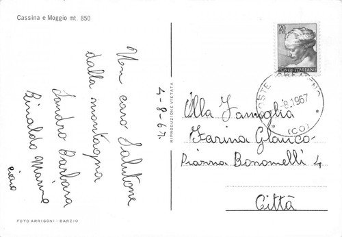 Cartolina Cassina e Moggio Panorama 1967