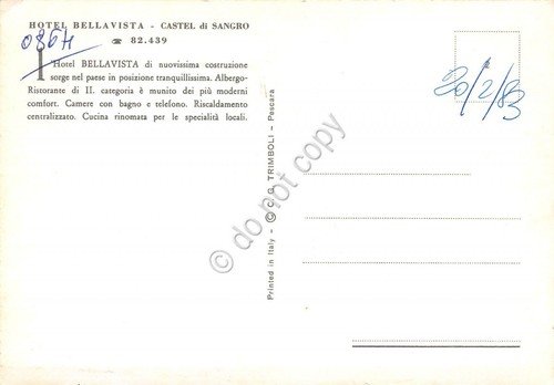Cartolina Castel di Sangro Hotel Bellavista notturno