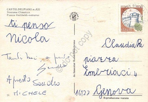 Cartolina Casteldelpiano Piazza Garibaldi Notturno Edicola Il Tempo | Immagine Gallery 2