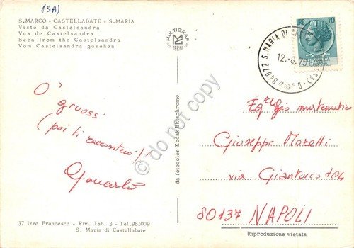 Cartolina Castellabate S. Marco S. Maria viste da Castelsandra 1975