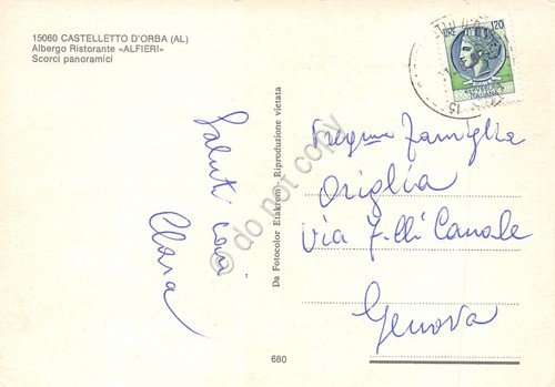 Cartolina Castelletto d'Orba Albergo Alfieri vedute | Immagine Gallery 2