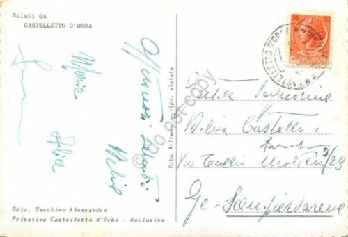 Cartolina Castelletto d'Orba il Castello 1957