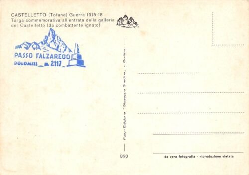 Cartolina Castelletto Tofane WW1 Targa commemorativa (Belluno)