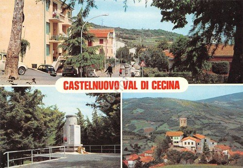 Cartolina Castelnovo Val di Cecina vedute varie paese anni '80 | Immagine principale