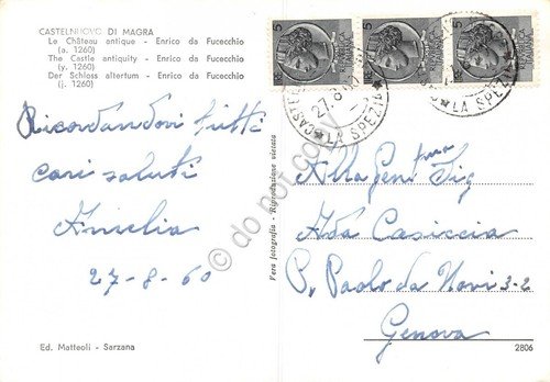Cartolina Castelnuovo di Magra Castello Enrico da Fucecchio 1960