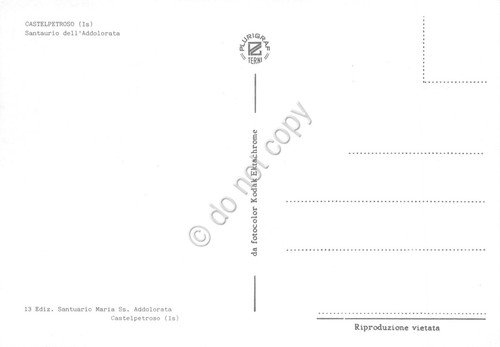 Cartolina Castelpetroso Santuario Addolorata dalla strada auto casa anni '70