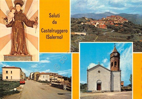 Cartolina Castelruggero vedute varie paese chiesa Via Umberto anni '70 | Immagine principale