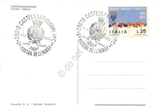 Cartolina Castelsangiovanni Giardini pubblici 1972 timbro filatelico | Immagine Gallery 2