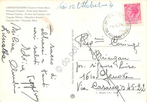Cartolina Castelvolturno Pineta mare Villaggio Coppola Viale Oleandri 1974 Fiat | Immagine Gallery 2