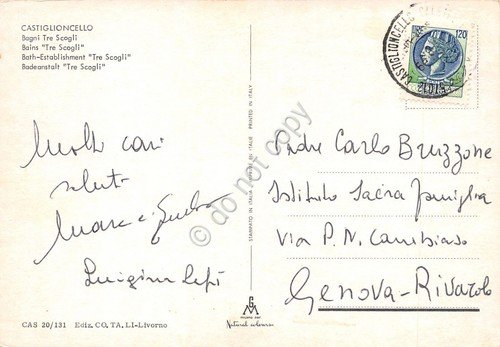 Cartolina Castiglioncello Bagni Tre Scogli (Grosseto)