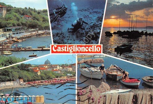 Cartolina Castiglioncello vedute varie barche sub spiaggia 1990 (Livorno) | Immagine principale