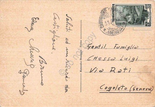 Cartolina Castiglione Chiavarese panorama 1953