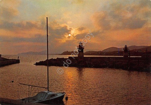 Cartolina Castiglione della Pescaia molo notturno anni '80 (Grosseto)