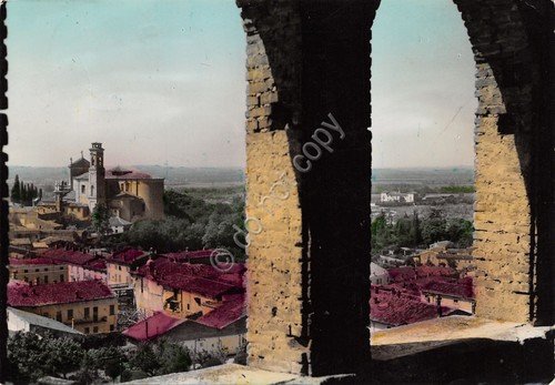 Cartolina Castiglione dello Stiviere panorama da Castello 1957 colorata | Immagine principale