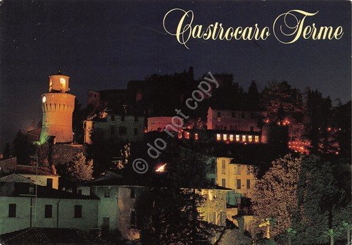 Cartolina Castrocaro Terme panorama parziale notturno 1992