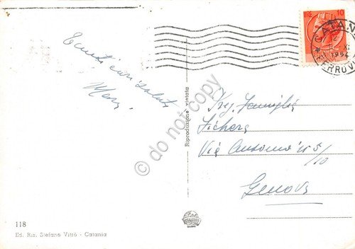 Cartolina Catania Castello Ursino 1954