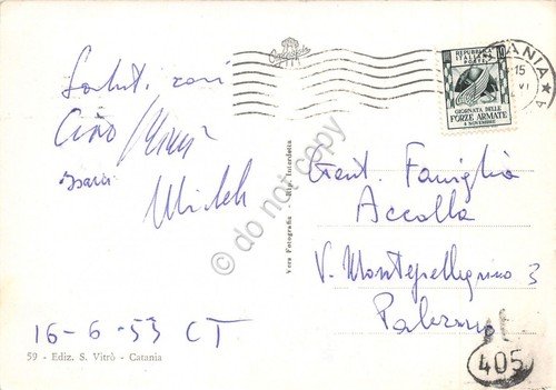 Cartolina Catania dintorni Faraglioni di Aci Trezza 1953