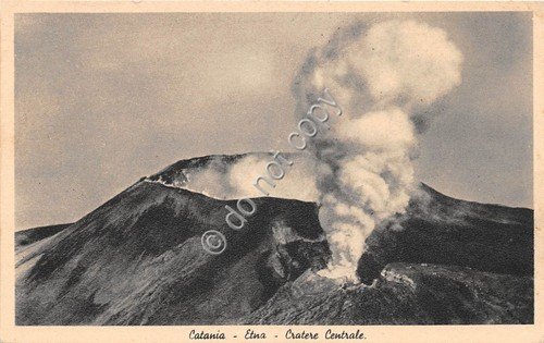 Cartolina Catania Etna Cratere centrale anni '30