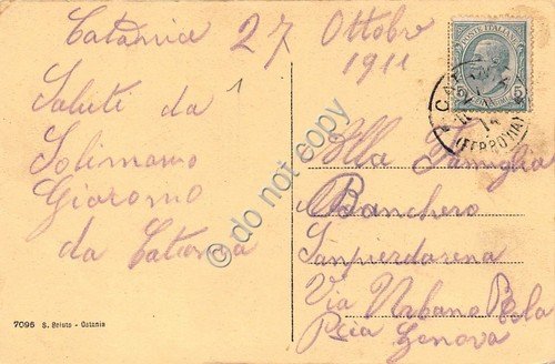 Cartolina Catania Fontana Proserpina 1911