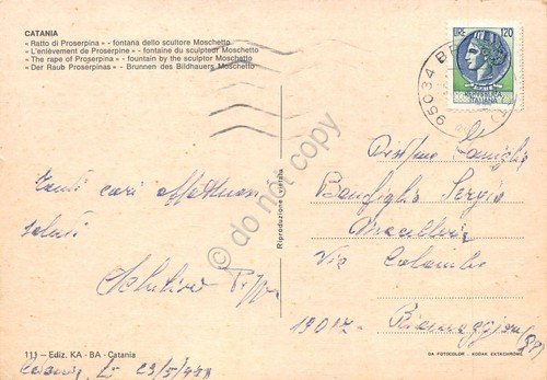 Cartolina Catania Fontana Ratto di Proserpina Fiat 500 | Immagine Gallery 2