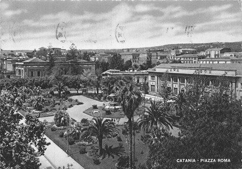 Cartolina Catania Piazza Roma 1954