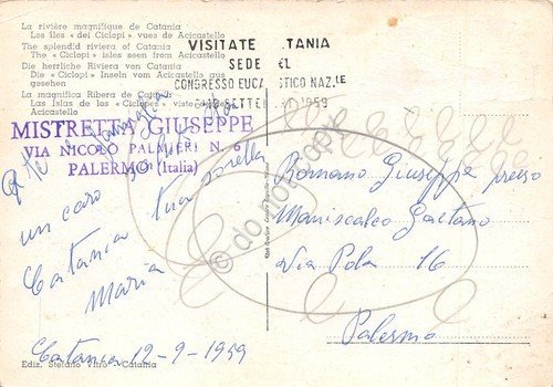 Cartolina Catania riviera Isole Ciclopi da Acicastello Animata 1959 Timbro … | Immagine Gallery 2