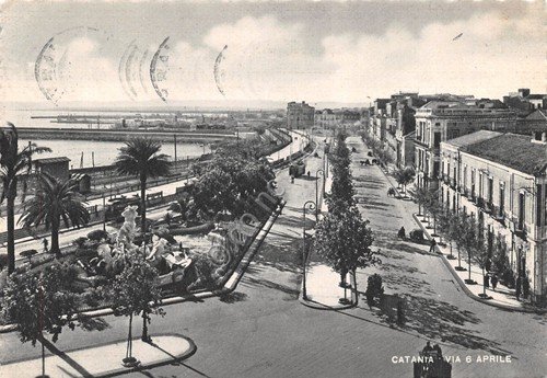 Cartolina Catania Via 6 Aprile anni '50 | Immagine principale