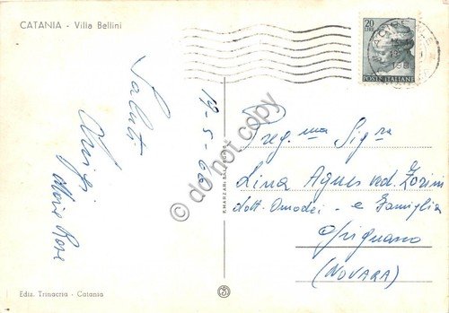Cartolina Catania Via Bellini 1966