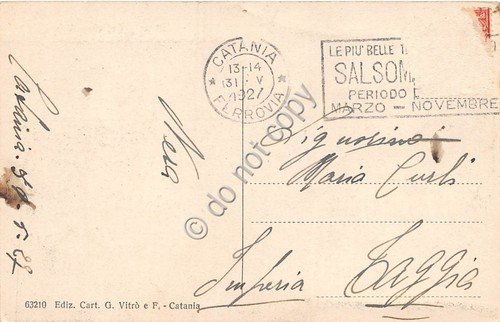 Cartolina Catania Villa Bellini 1927 | Immagine Gallery 2