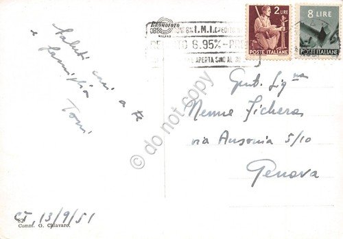 Cartolina Catania Villa Pacini Timbro Obbligazioni 1951 | Immagine Gallery 2