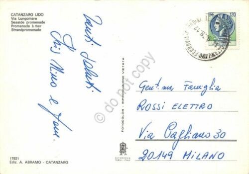 Cartolina Catanzaro Lido Via Lungomare Hotel Palace 1978