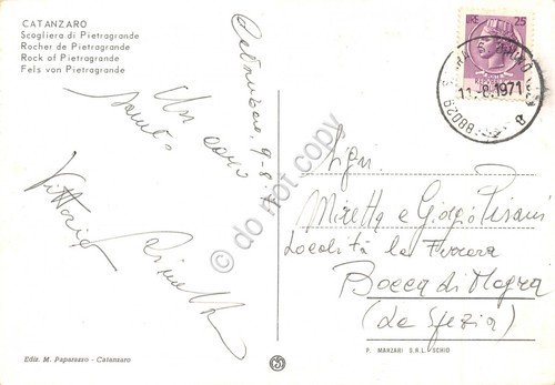 Cartolina Catanzaro Scogliera di Pietragrande 1971 | Immagine Gallery 2