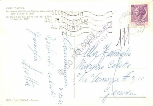 Cartolina Catena del Monte Bianco da Tete d' Arpy 1973 … | Immagine Gallery 2