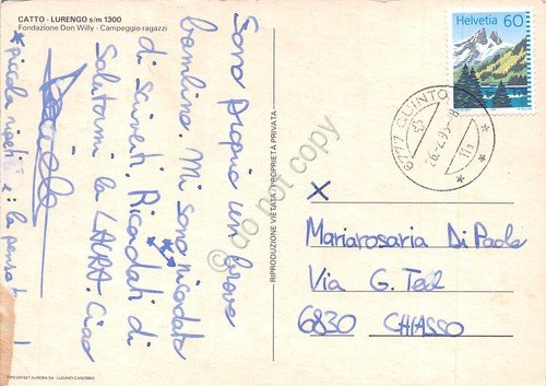 Cartolina Catto Lurengo Fondazione Don Willy Campeggio ragazzi 1993 | Immagine Gallery 2