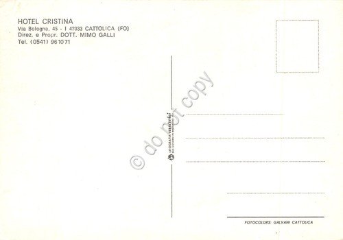 Cartolina Cattolica Hotel Cristina vedute varie albergo anni '80 | Immagine Gallery 2