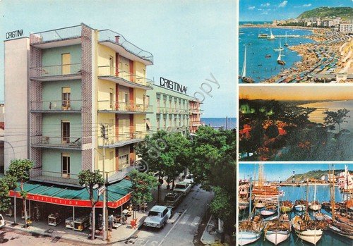 Cartolina Cattolica Hotel Cristina vedute varie anni '80 | Immagine principale