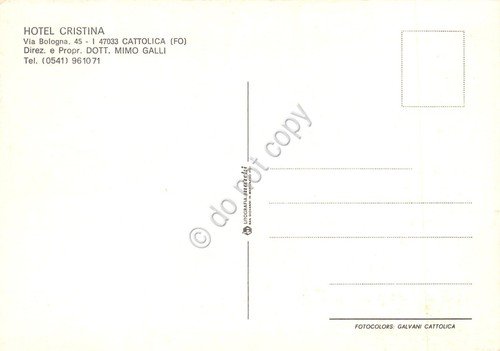 Cartolina Cattolica Hotel Cristina vedute varie anni '80 | Immagine Gallery 2