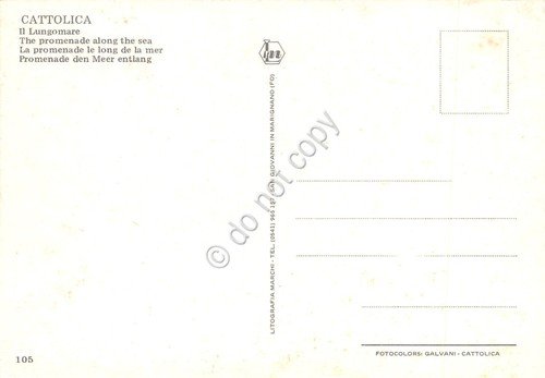 Cartolina Cattolica lungomare stabilimenti spiaggia alberghi anni '80 | Immagine Gallery 2