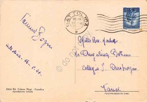 Cartolina Cattolica Panorama dalla spiaggia anni '40