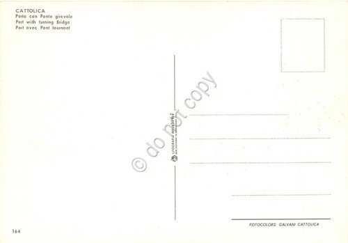 Cartolina Cattolica porto ponte girevole barche alberghi anni '80