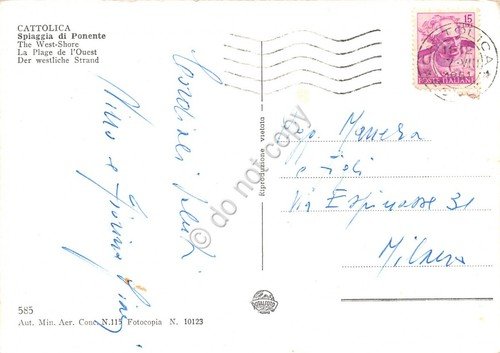 Cartolina Cattolica Spiaggia di Ponente panorama dall'alto 1961 | Immagine Gallery 2