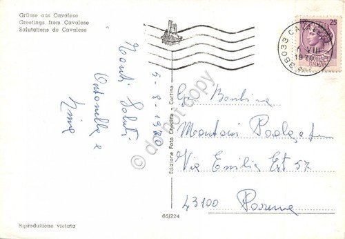 Cartolina Cavalese 4 vedute 1970 (Trento) | Immagine Gallery 2