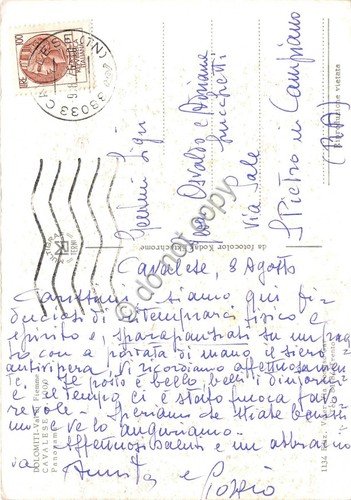 Cartolina Cavalese panorama 1976