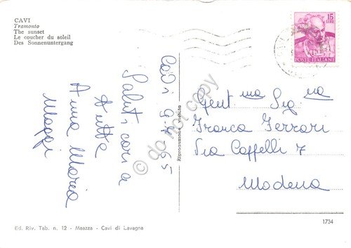 Cartolina Cavi di Lavagna al tramonto Zodiaco 1965 | Immagine Gallery 2