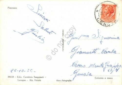 Cartolina Cavi di Lavagna panorama colorata 1956 | Immagine Gallery 2