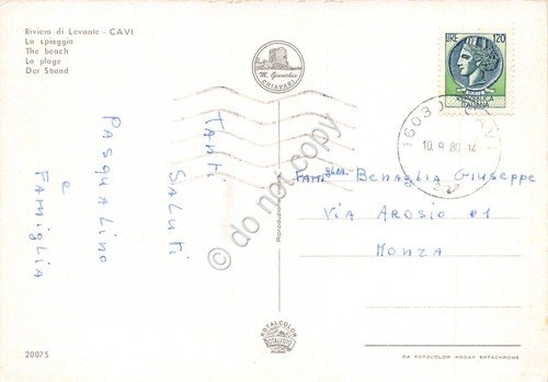 Cartolina Cavi spiaggia 1980 (Genova) | Immagine Gallery 2