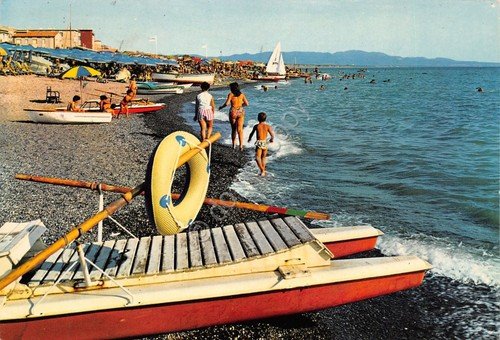 Cartolina Cecina Mare spiaggia animata pattino moscone 1970 (Livorno) | Immagine principale