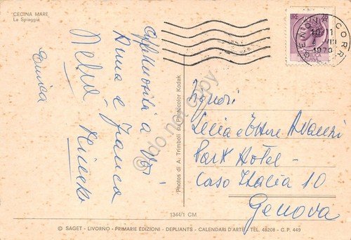 Cartolina Cecina Mare spiaggia animata pattino moscone 1970 (Livorno) | Immagine Gallery 2